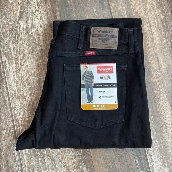 Wrangler Five Star Relaxed Fit Coal Black Jeans Men's 36W x 29L - Picture 4 of 5